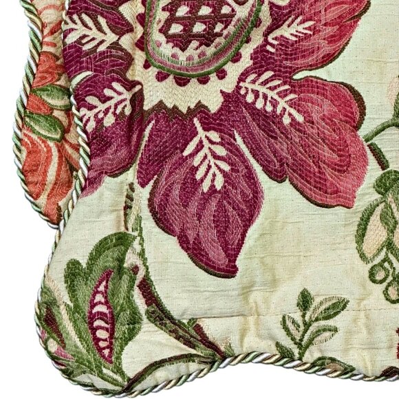 2 Biltmore FESTIVAL Standard Pillow Shams Floral Tapestry Twisted Cord Scalloped - Picture 2 of 10